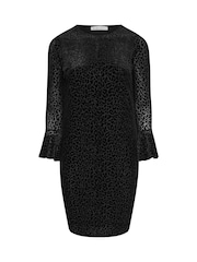 Yours Curve Black London Leopard Print Burn Out Velour Shift Dress - Image 6 of 6