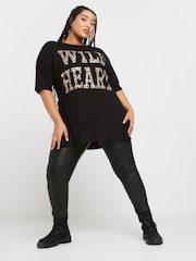 Yours Curve Black Oversize Drop Shoulder Top - Image 2 of 5