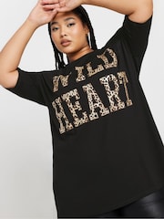 Yours Curve Black Oversize Drop Shoulder Top - Image 4 of 5