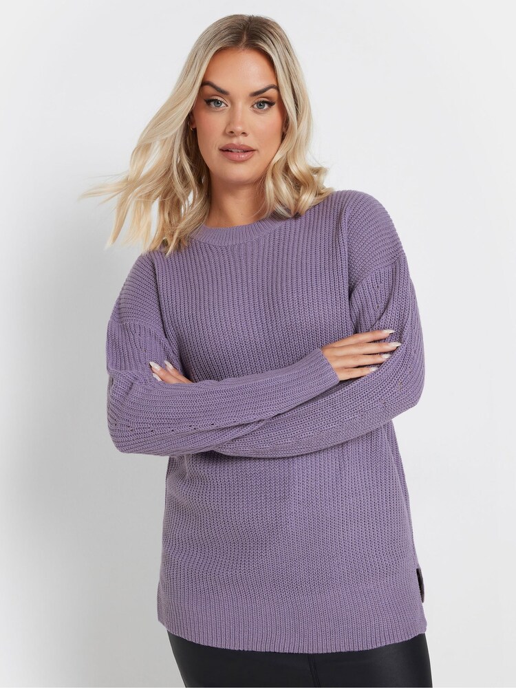 Sweter Yours Curve z obniżoną linią ramion w jednolitym kolorze - Obraz 1 z 5
