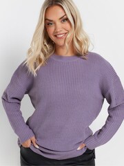 Sweter Yours Curve z obniżoną linią ramion w jednolitym kolorze - Obraz 4 z 5