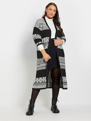 Yours Curve Longline Fairisle Cable Knit Cardigan - Imagen 6 de 9