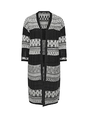 Yours Curve Longline Fairisle Cable Knit Cardigan - Imagen 9 de 9