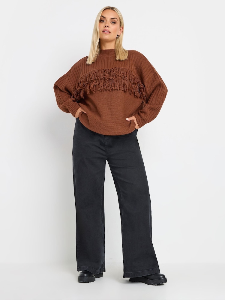 Yours Curve Orange Fringe Jumper - Image 2 of 5 Yours Curve Orange Fringe Jumper - Image 2 of 5