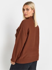 Yours Curve Orange Fringe Jumper - Image 3 of 5