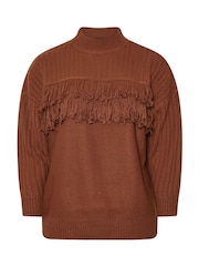 Yours Curve Orange Fringe Jumper - Image 5 of 5