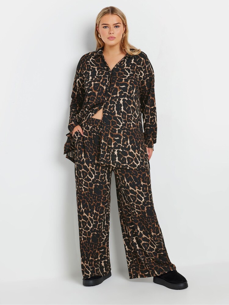 Yours Curve Brown Leopard Print Trousers - Image 2 of 5