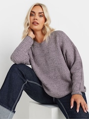Yours Curve Pink Drop Shoulder Twist Jumper - Image 1 of 5