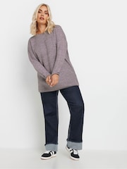 Yours Curve Pink Drop Shoulder Twist Jumper - Image 2 of 5