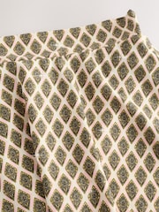 Khaki Green/Cream Foil Woodblock Swim Skirt Bikini Bottoms - Image 9 of 10