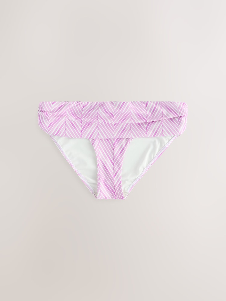 Lilac Purple Zigzag Print Roll Top Bikini Bottoms - Image 6 of 9