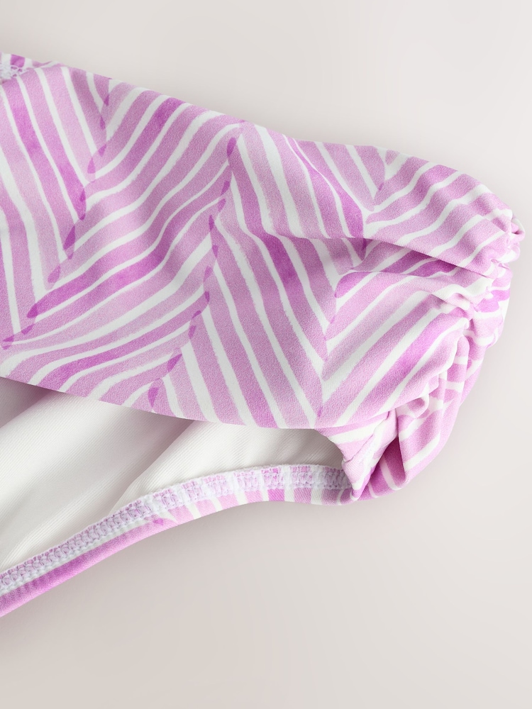 Lilac Purple Zigzag Print Roll Top Bikini Bottoms - Image 7 of 9
