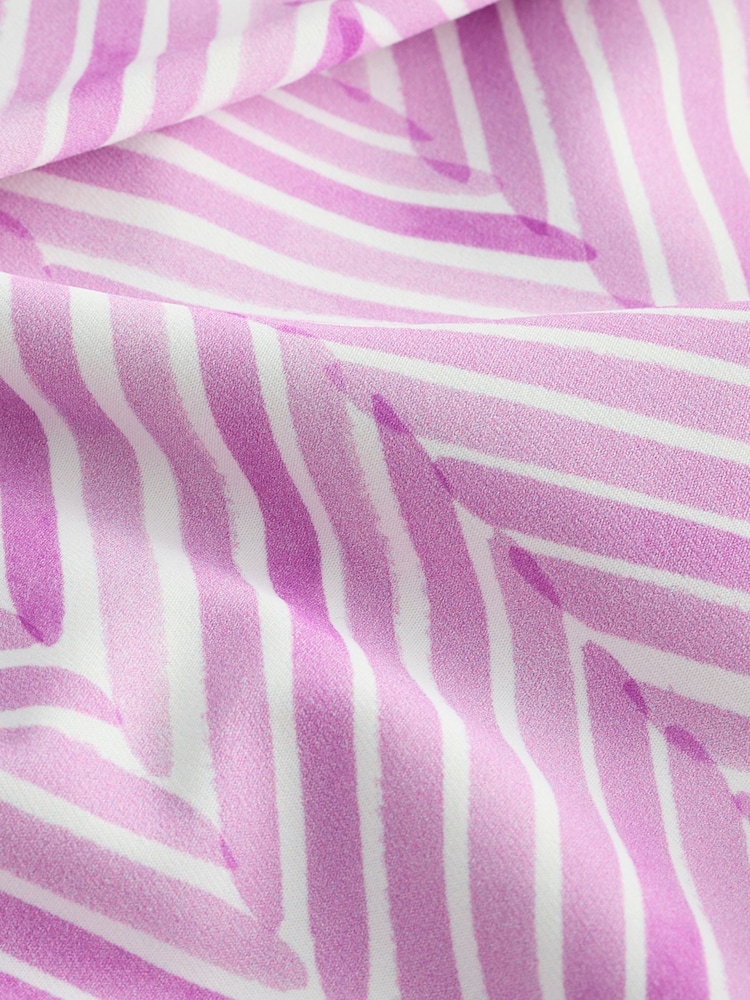 Lilac Purple Zigzag Print Roll Top Bikini Bottoms - Image 8 of 9