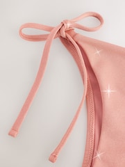 Pink Metallic Tie Side Bikini Bottoms - Image 7 of 8