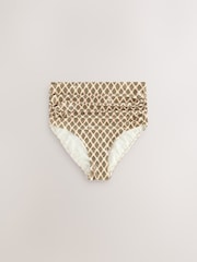 Khaki Green/Cream Foil Woodblock Maternity High Waist Bikini Briefs - Image 1 of 4
