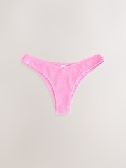 Neon Pink Crinkle Brazilian High Leg Bikini Bottoms - Image 4 of 8