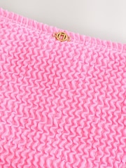 Neon Pink Crinkle Brazilian High Leg Bikini Bottoms - Image 6 of 8