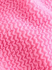 Neon Pink Crinkle Brazilian High Leg Bikini Bottoms - Image 8 of 8