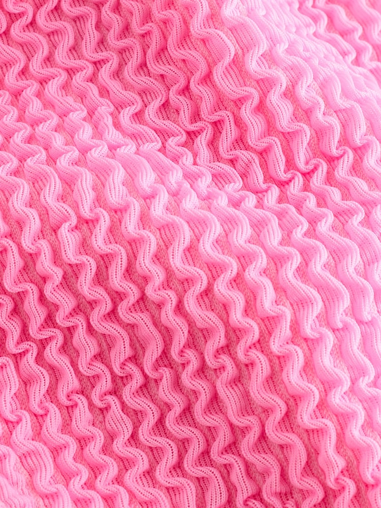 Neon Pink Crinkle Brazilian High Leg Bikini Bottoms - Image 8 of 8