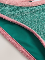 Pink/Teal Metallic Contrast Bind High Leg Bikini Bottoms - Image 6 of 7