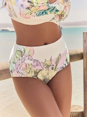 Cream/lilas/jaune à fleurs - Bas de bikini imprimé - Image 1 of 8