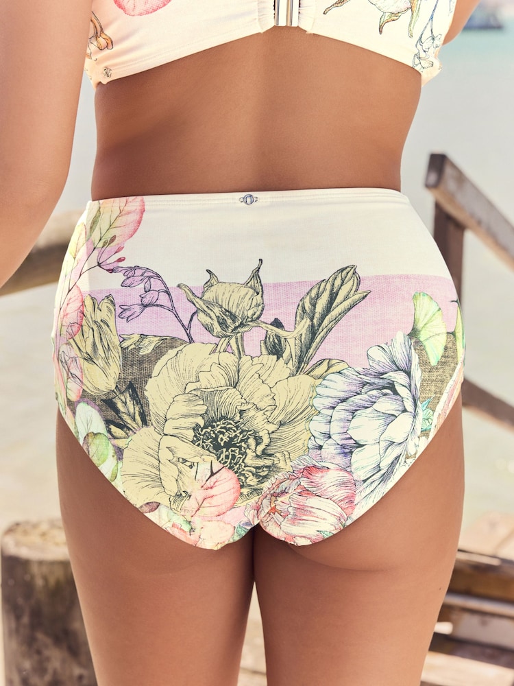 Cream/lilas/jaune à fleurs - Bas de bikini imprimé - Image 3 of 8