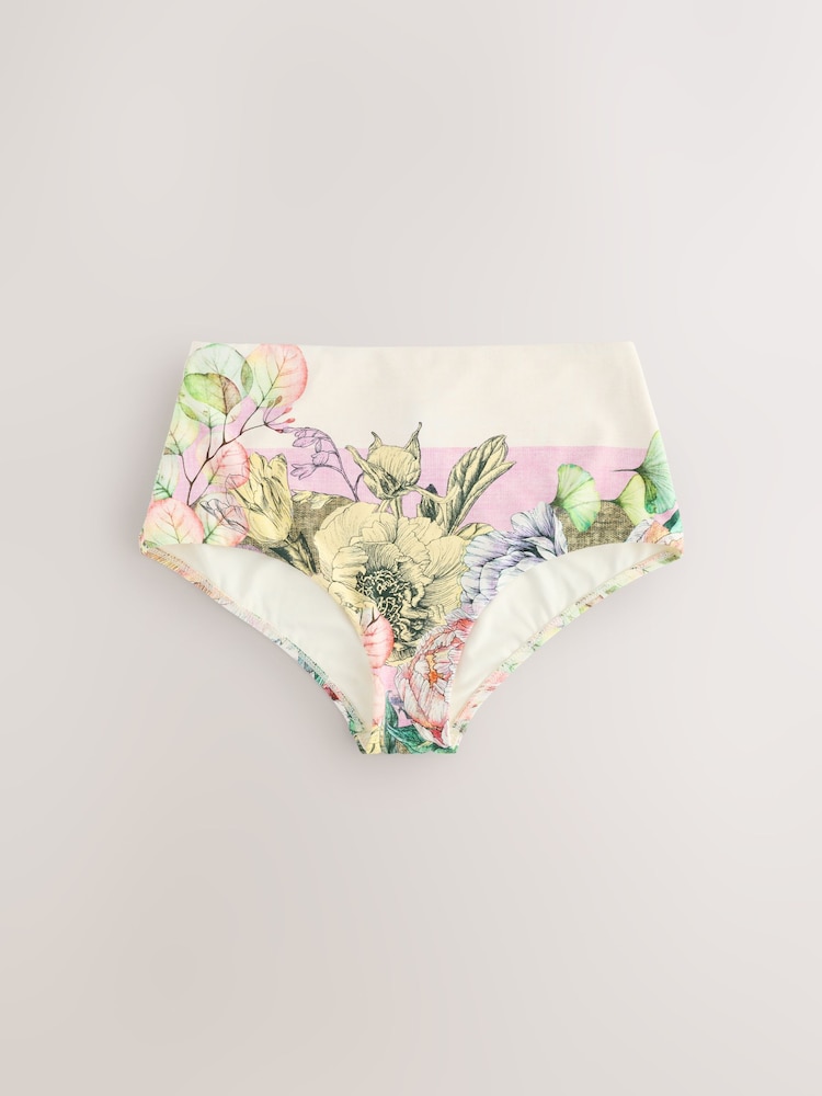 Cream/lilas/jaune à fleurs - Bas de bikini imprimé - Image 6 of 8