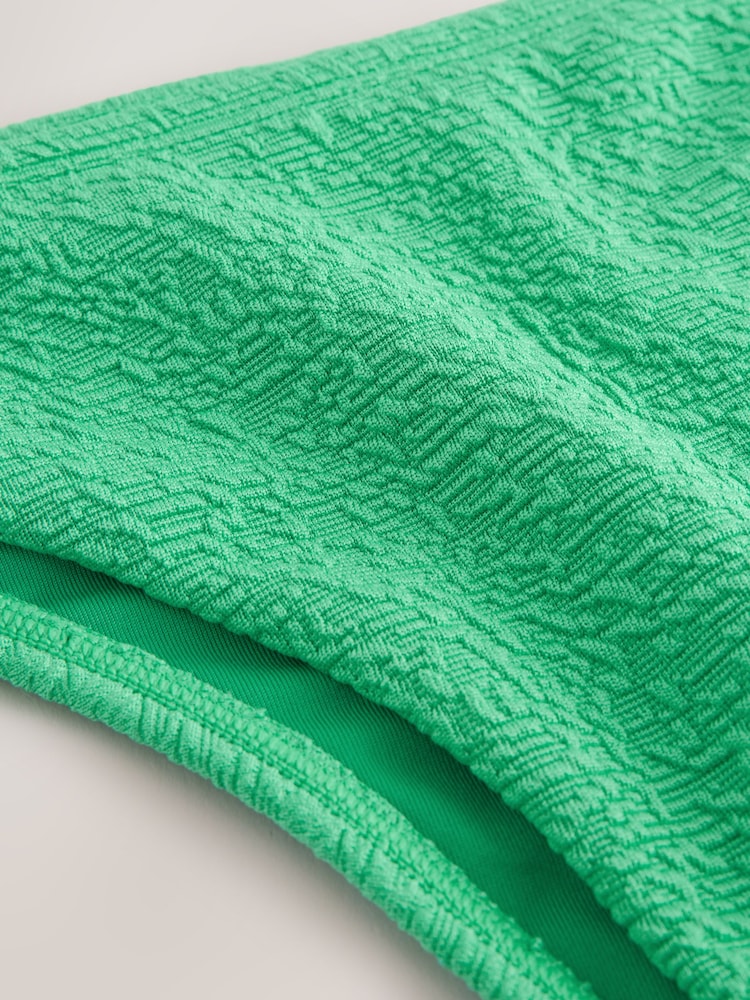 Green Textured Brazilian High Leg Bikini Bottoms - Image 7 of 7