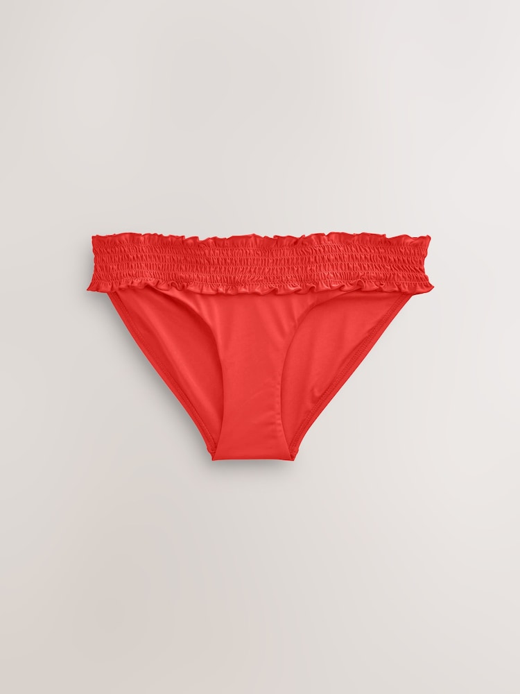 Czerwony - Marszczony dół bikini z wysokimi wcięciami - Image 3 of 5