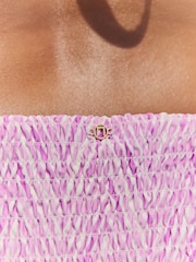 Lilac Purple Zigzag Print Shirred Tie Side Bikini Bottoms - Image 5 of 8