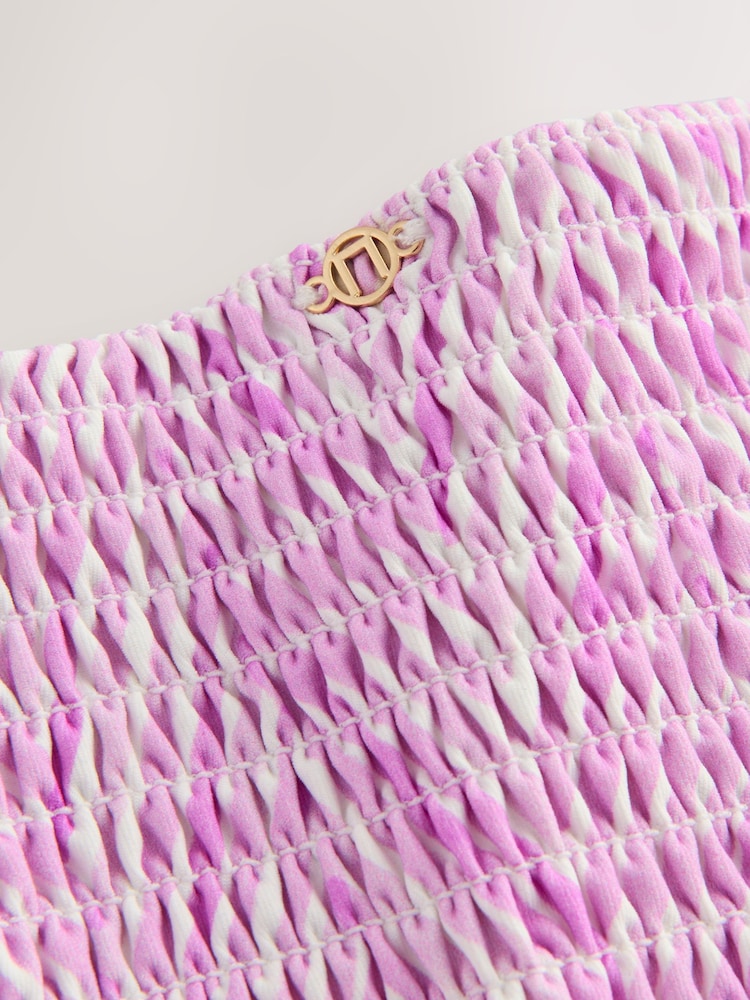 Lilac Purple Zigzag Print Shirred Tie Side Bikini Bottoms - Image 8 of 8