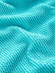 Aqua Blue Crinkle Scoop Neck Tummy Control Swimsuit - Image 10 of 12