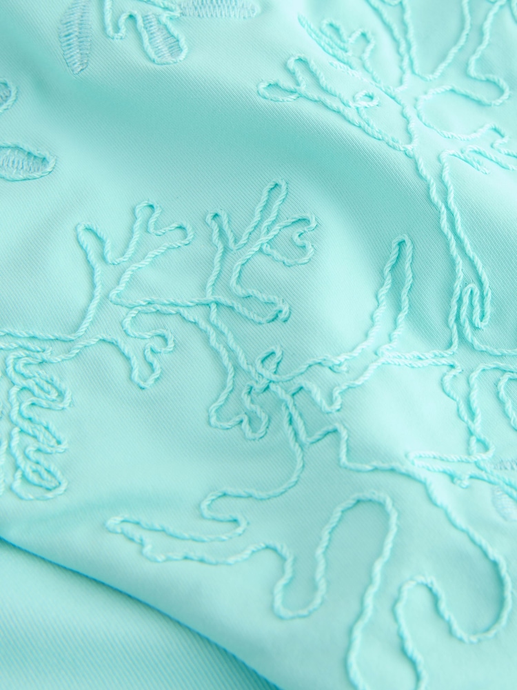 Mintgrün bestickt - Bikinihose mit hohem Bund und Beinausschnitt - Image 6 of 6