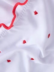 White Embroidered Lettuce Edge Tie Side Bikini Bottoms - Image 6 of 6