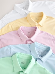 Blue/Yellow/Pink/Grey/Green Pastel - גזרה רגילה - מארז 5 חולצות פולו מבד מטריקו עם שרוול קצר - Image 17 of 17