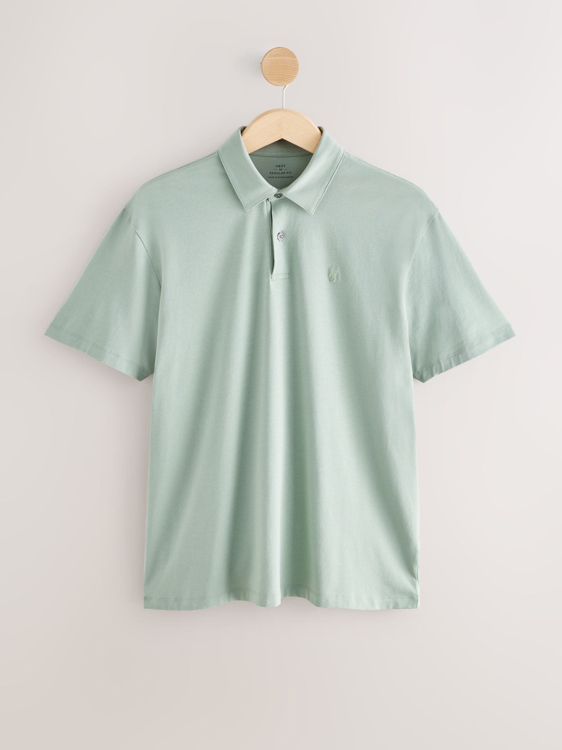Buy Blue/Green/White Regular Fit Short Sleeve Jersey Polo