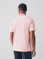 Pink / Blue / White Woven Collar Regular Fit Short Sleeve Jersey Polo Shirts 3 Pack - Image 3 of 12