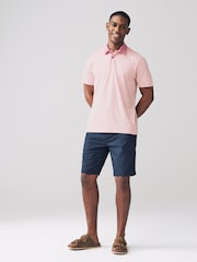 Pink / Blue / White Woven Collar Regular Fit Short Sleeve Jersey Polo Shirts 3 Pack - Image 4 of 12