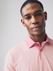 Pink / Blue / White Woven Collar Regular Fit Short Sleeve Jersey Polo Shirts 3 Pack - Image 5 of 12