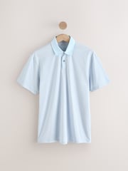 Pink / Blue / White Woven Collar Regular Fit Short Sleeve Jersey Polo Shirts 3 Pack - Image 8 of 12