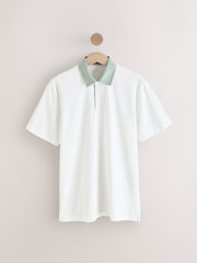 Pink / Blue / White Woven Collar Regular Fit Short Sleeve Jersey Polo Shirts 3 Pack - Image 9 of 12
