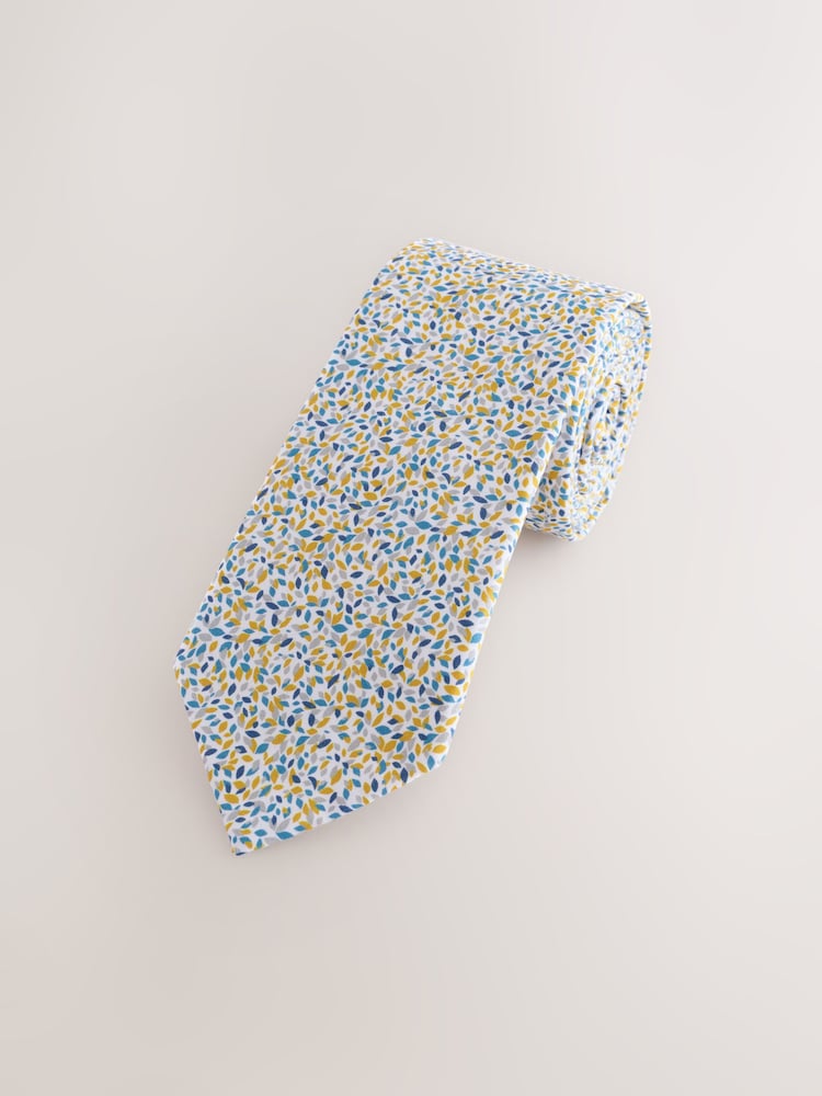 Scattered Leaves 100% Cotton Printed Tie - Image 1 of 3
