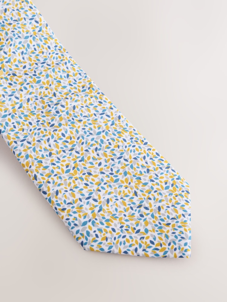 Scattered Leaves 100% Cotton Printed Tie - Image 2 of 3