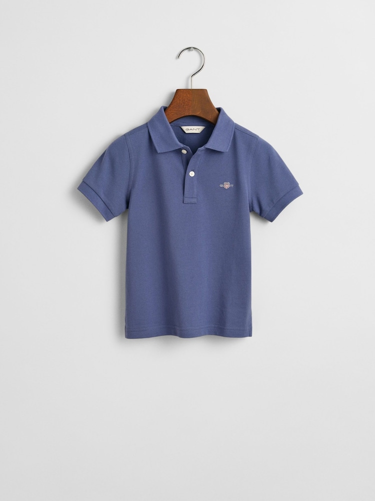 GANT Navy Kids Shield Logo Pique Polo Shirt - Image 1 of 4 GANT Navy Kids Shield Logo Pique Polo Shirt - Image 1 of 4