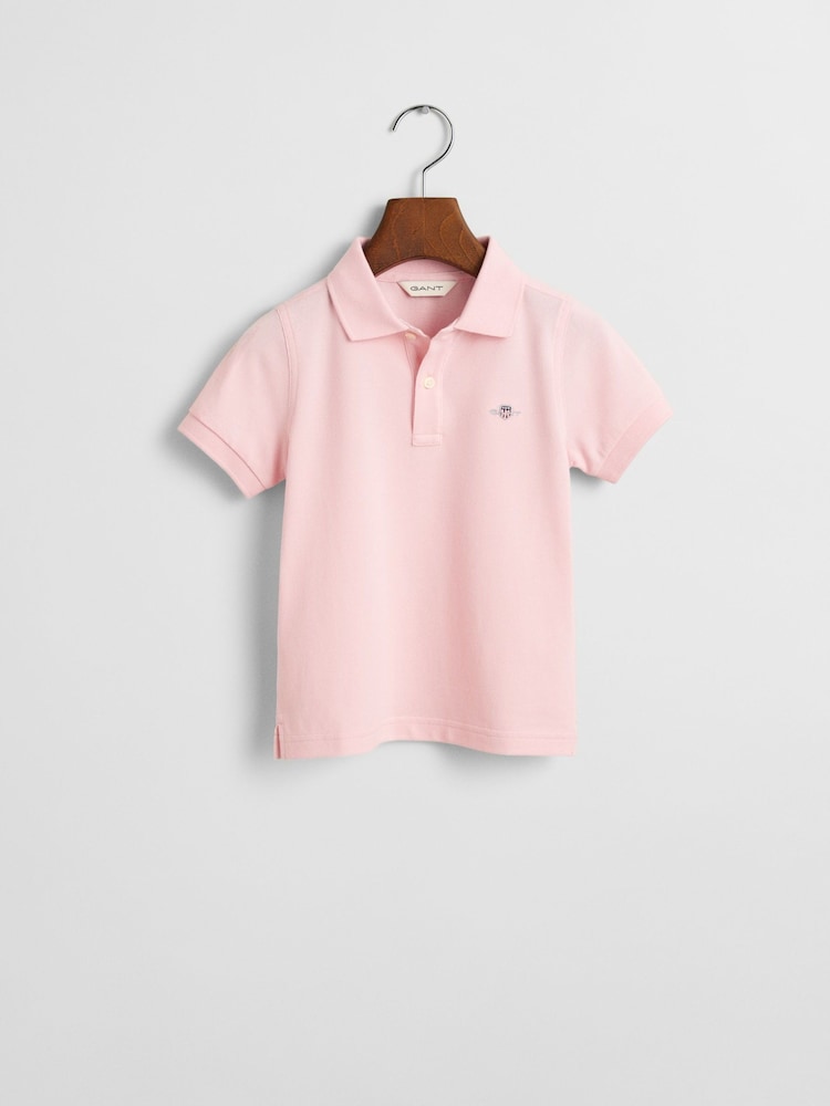 GANT Light Pink Kids Shield Logo Pique Polo Shirt - Image 1 of 4