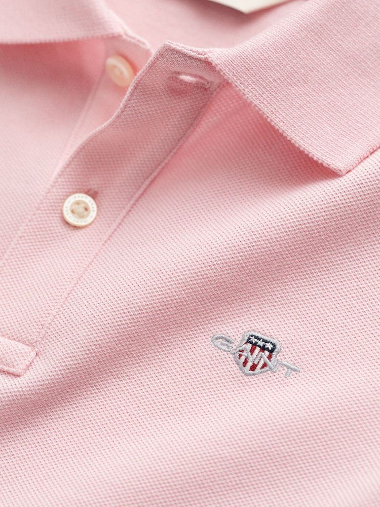 GANT Light Pink Kids Shield Logo Pique Polo Shirt - Image 4 of 4