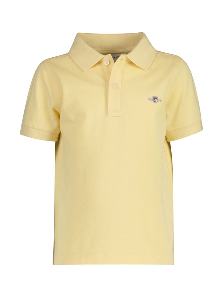 GANT Yellow Kids Shield Logo Pique Polo Shirt - Image 1 of 2 GANT Yellow Kids Shield Logo Pique Polo Shirt - Image 1 of 2