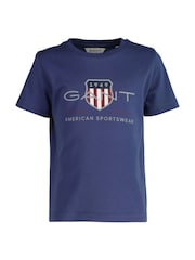 GANT Dark Navy Shield Short Sleeve T-Shirt - Image 1 of 3