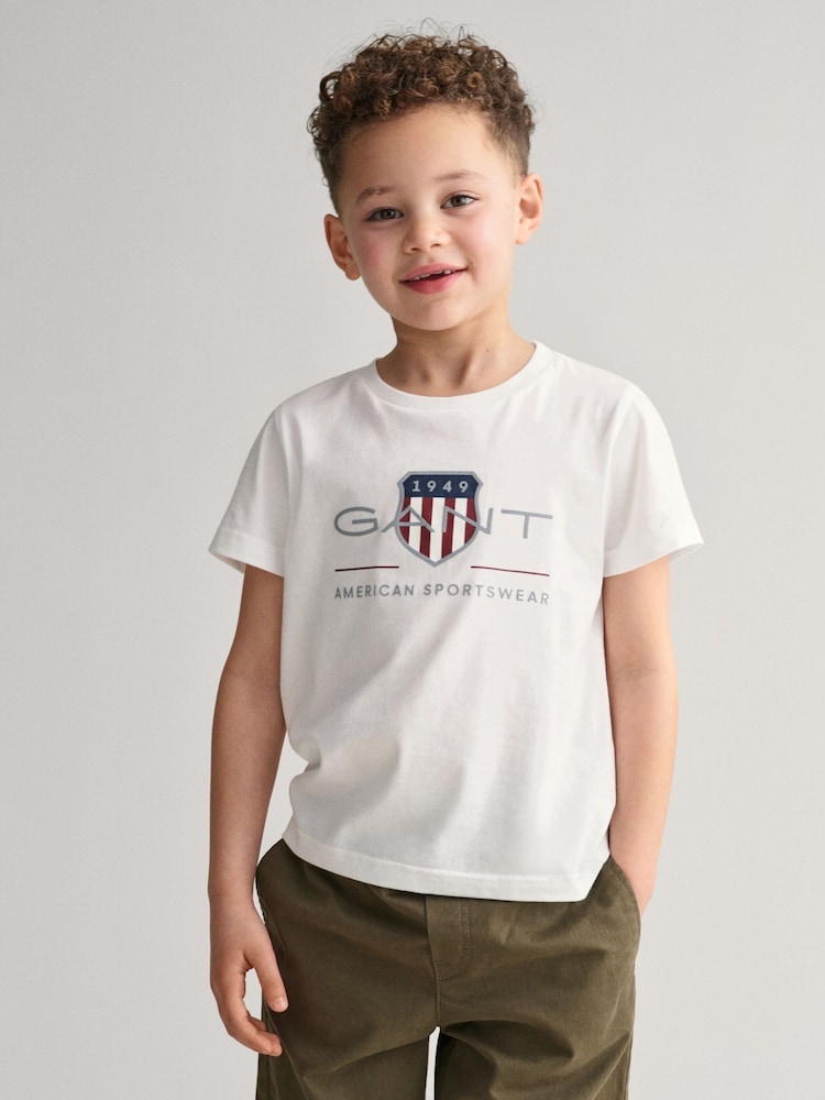 GANT White Archive Shield Short Sleeve T-Shirt - Image 1 of 3