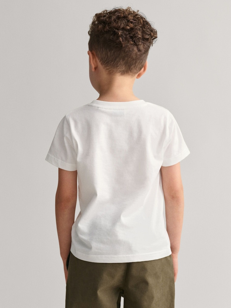 GANT White Archive Shield Short Sleeve T-Shirt - Image 2 of 3